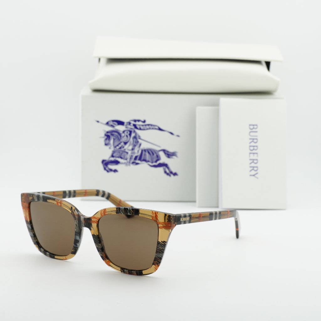 Burberry Be4487 416373 Square Sunglasses - Transparent Brown/Vintage/Brown